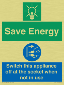 Save Energy, Switch this appliance off at the socket when not in use